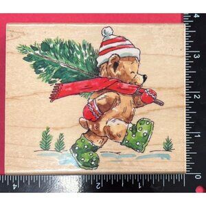 2009 Penny Black Christmas Tree Ted Wood Mounted Rubber Stamp 4015K